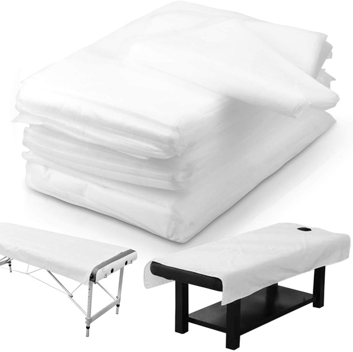 I.E LA PERLA TECH 20 PCS Disposable Spa Bed Sheets,Non-woven Fabric Waterproof Massage Table Bed Cover for SPA Tattoo Beauty Salon Hotel(White,31" x 70")