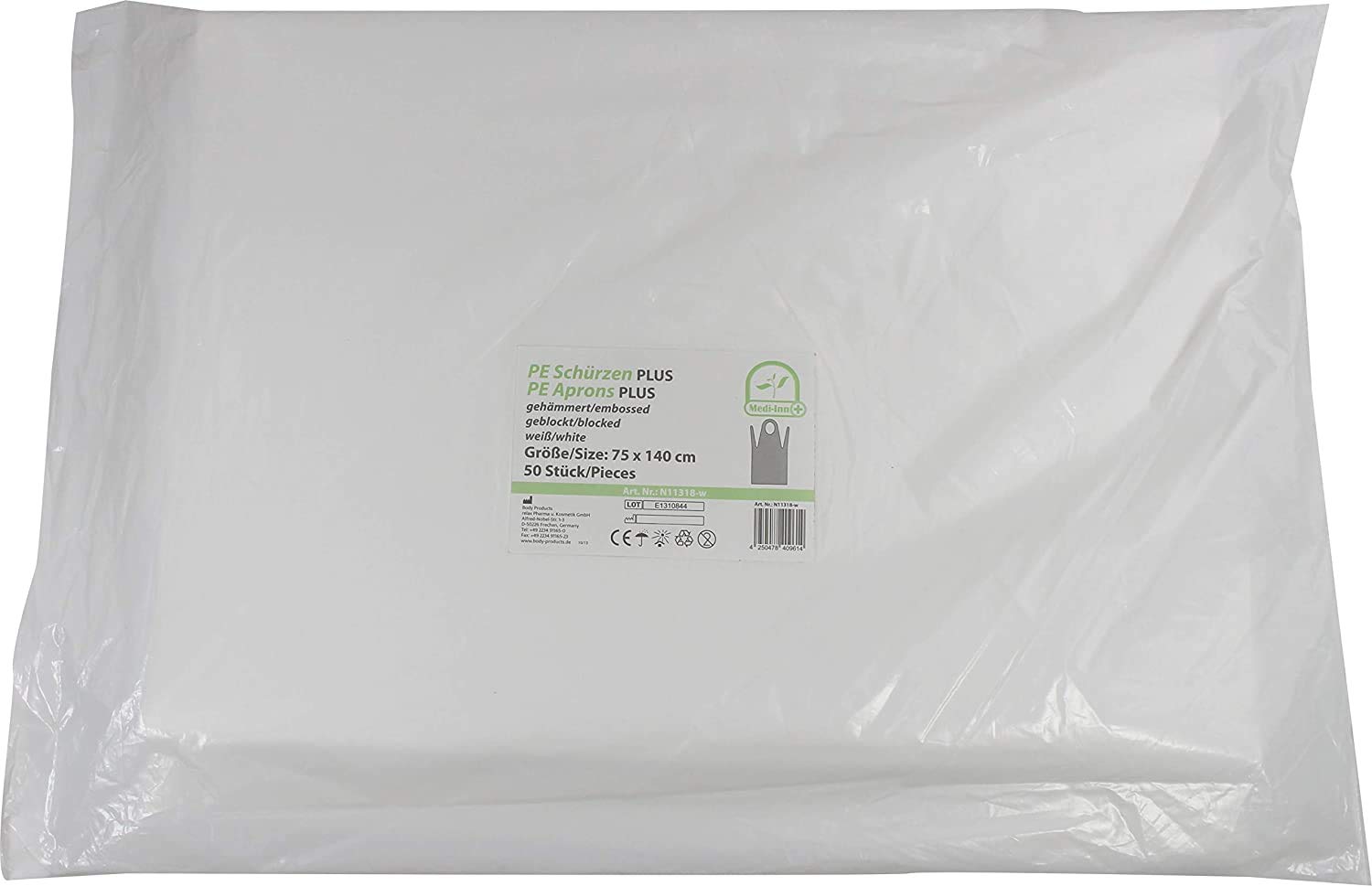 500 Pièces Pe - Tabliers Martelées Gebblockt 75 X 140 cm Plus Couleurs Différentes de Medi-Inn - blanc