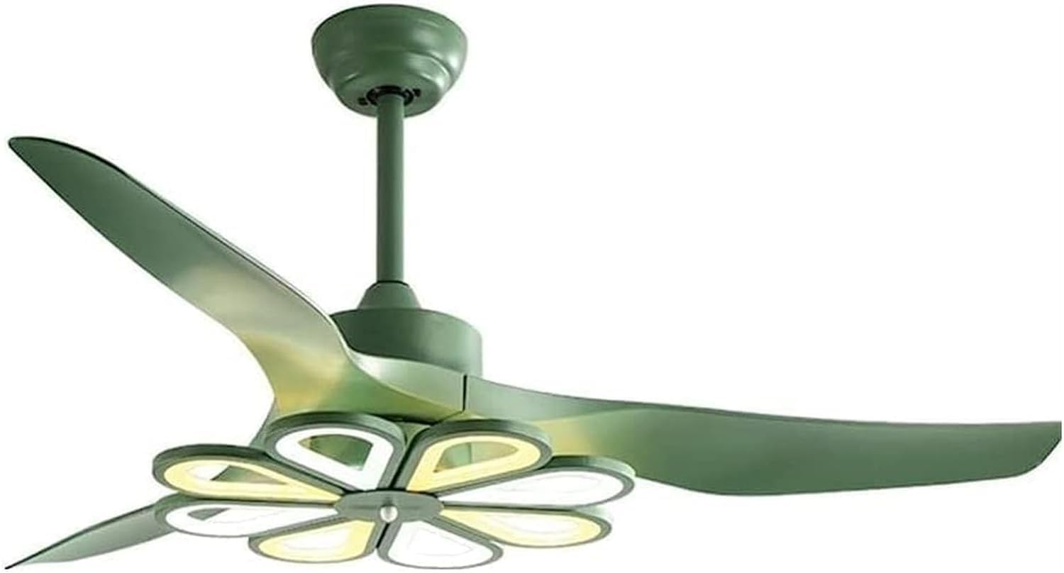 HXYSXHJUO Ceiling Fan Light 3 Speeds Simple Led Pendant with Remote Control for Restaurant Home Decoration(Color:Green)