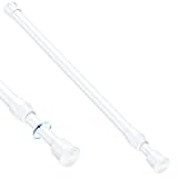 MEXAU 1PCS Small Tension Curtain Rod 28 to 48 Inch,White Short Curtain Rods No Drilling,Loaded Expandable Spring Curtain Rods for Kitchen,Closet,Cupboard,Door,Bookshelf
