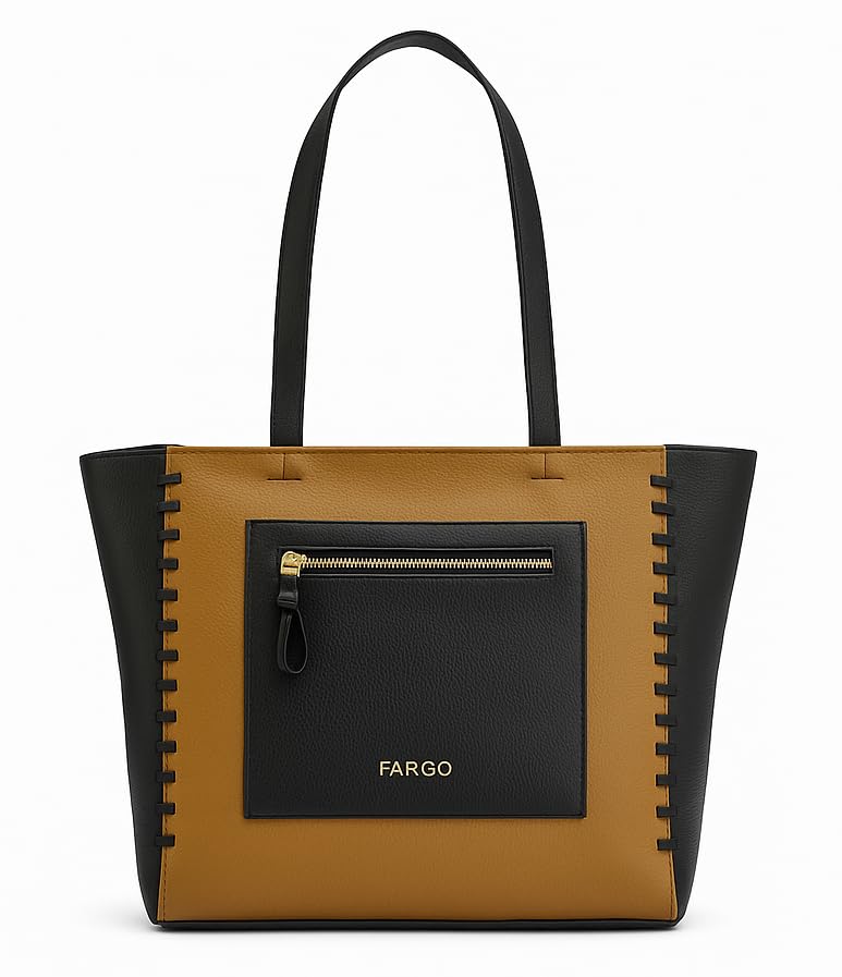 Image of Fargo Clara Tan Tote Bag for Women | Large Vegan Leather Handbag with RFID Pockets, Smooth Zip Closure, Premium Look | Stylish College, Office, Travel Tote | Made in India