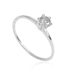 Anel Solitário Feminino Em Prata 925