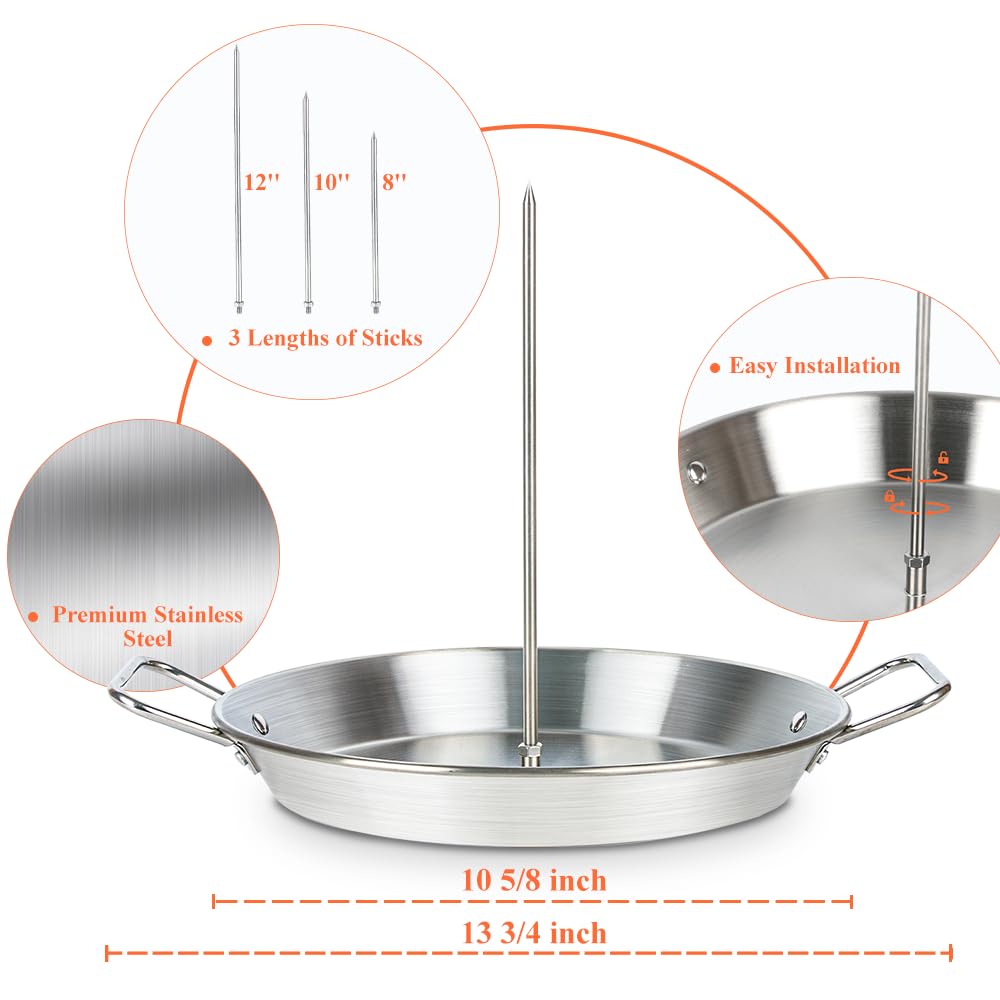 Asador vertical de acero inoxidable para horno/parrilla - Gyro/Shawarma Pan Asador Pincho Stand para brocheta, placa de giroscopio/sartén para pollo, carne, kebabs - Uso doméstico 4