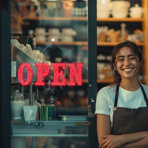 40" x14" Large LED Open Signs for Business Super Bright Unique Design Red Open Sign with Hanging Installation for Window Stores Bar Hotel Retail Shops Salon Restaurant Office by LemonNova - Image 4