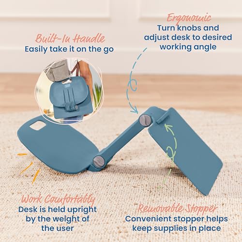 Image of ECR4Kids The Surf Folding Portable Activity Lap Desk, Adjustable, Flexible Seating, Peacock Blue