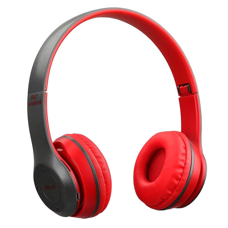 P47 Wireless Portable Gaming Sports Headphones Stereo Memory Card Bluetooth Headset (Red)-image-33