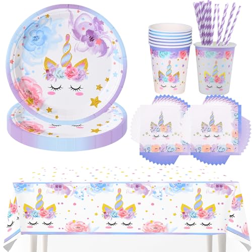 Einhorn Partygeschirr Set,Einhorn Teller Becher,Einhorn Partygeschirr...