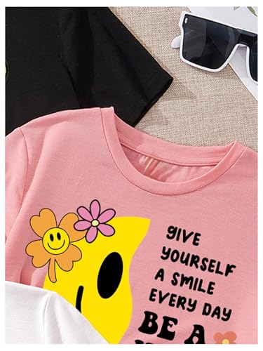Floerns Girl's 3 Pack Cute Cartoon Print Short Sleeve T Shirt Crew Neck Graphic Tee Top4