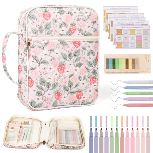 Sac de Bible pour femme motif fraises taille M avec poignées de transport