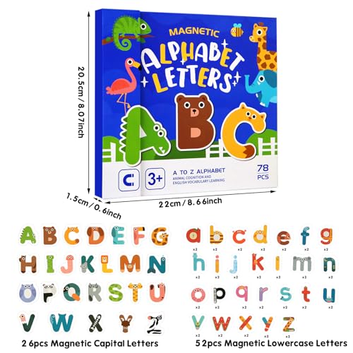 78pcs magnetbuchstaben,Magnet Buchstaben für Kinder,magnetbuchstaben für kindertafel,Magnete für magnettafel Kinder,pädagogische Rechtschreib-Lernspiele, Spielzeug-Set für Kleinkinder