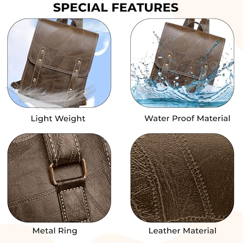 Image of Kraptick Stylish Casual Backpack | PU Leather Laptop Bag for Office, College & Travel | Lightweight & Spacious Daypack | Fits 13.3 inches Laptop | Fashionable & Durable Backpack for Women