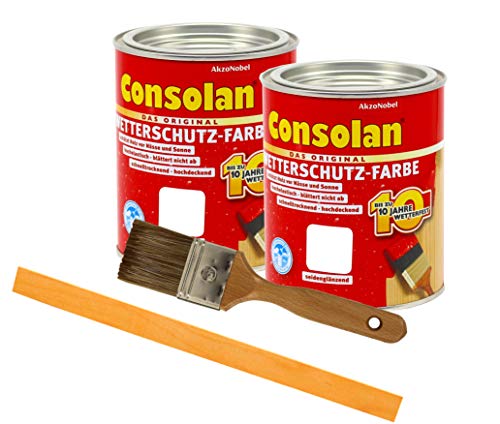Consolan Wetterschutzfarbe deckend / 2x 0,75L weiss 201 Cover