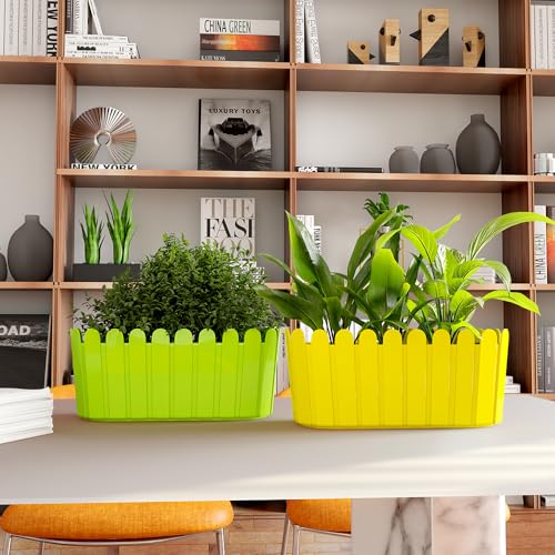 Image of YUCCABE ITALIA SHERA Fence-TRA 14 INCH Plastic Flower Pot Suitable for Inddor Outdoor Kitchen Garden