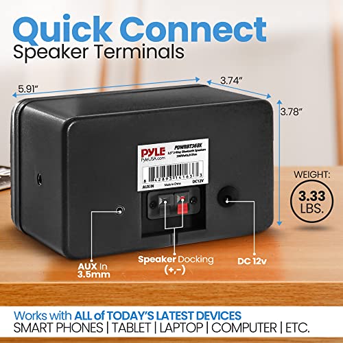 Pyleusa Bluetooth Indoor Outdoor Speakers Pair - 200 Watt Dual Waterproof 3.5” 2-Way Full Range Speaker System W/ 1/2” High Compliance Polymer Tweeter - Home, Boat, Patio, Poolside - Pdwrbt36Bk,Black #TOP5