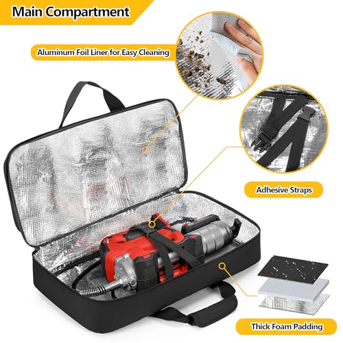 Image of Rexmica Carrying Bag Compatible with Milwaukee 2646-20 M18 / 2646-21ct M18 Grease Gun, Storage Bag Compatible with Dewalt DCGG571M1 / DCGG571B 20V Max Grease Gun, Grease Gun Case with Accessory Pocket