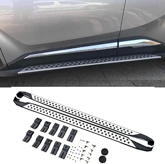 YUEGOO 2Pcs Car Side Steps for Toyota C-HR CHR 2017-2020, Aluminium Side Steps Running Boards, Car Side Skirts Extension Body Protection Kit, Mounting Material Included
