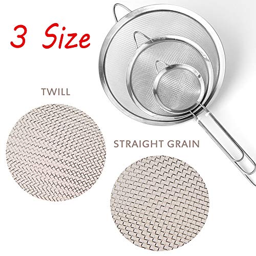3PCS Stainless Steel Fine Mesh Strainers Juicing