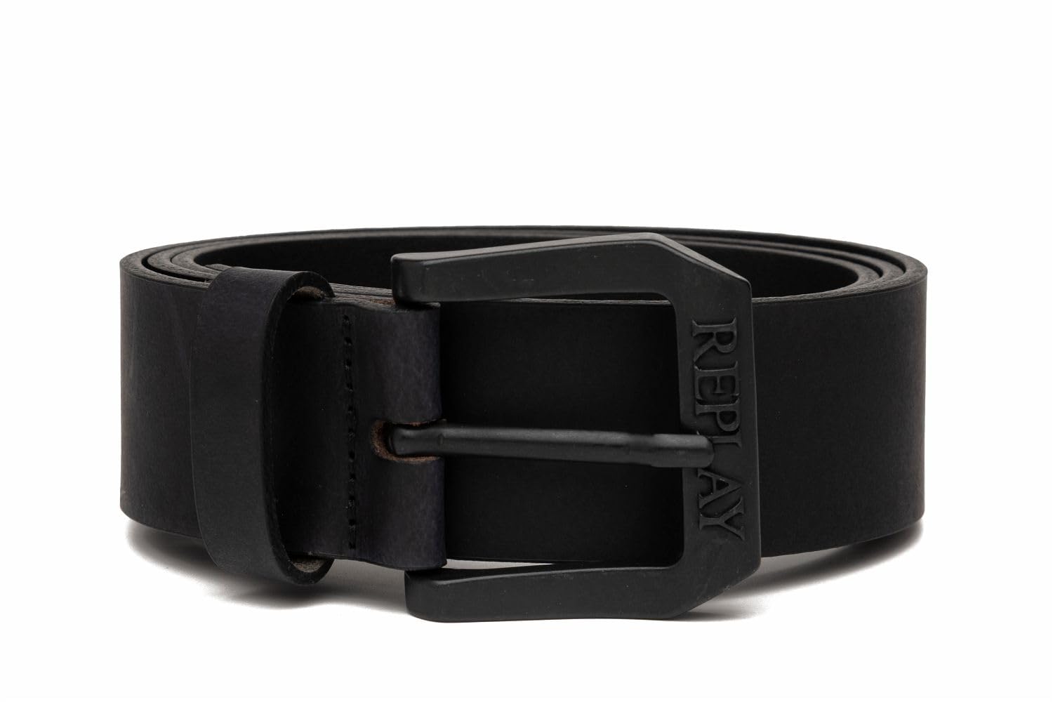 Replay Men's Black Leather Belt 098 - Size: 100