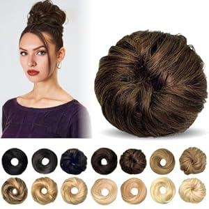 Human Hair Bun Hair Piece, 100{b13794532221bd7716b1630afd9d7d94fcba1925a8b0df34bdffa89758f7d763} Human Hair Bun Messy Bun Hair Piece, Messy Bun Hair Scrunchie Real Hair Bun Updo Hairpieces Donut Chignon Ponytail Extensions for Women (Curly Chocolate Brown)