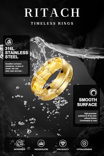 Stainless Steel Wedding Rings for Men 8MM Wedding Bands for Women Mens Gold Silver Black Ring Set Domed High Polish Comfort Fit 6-132