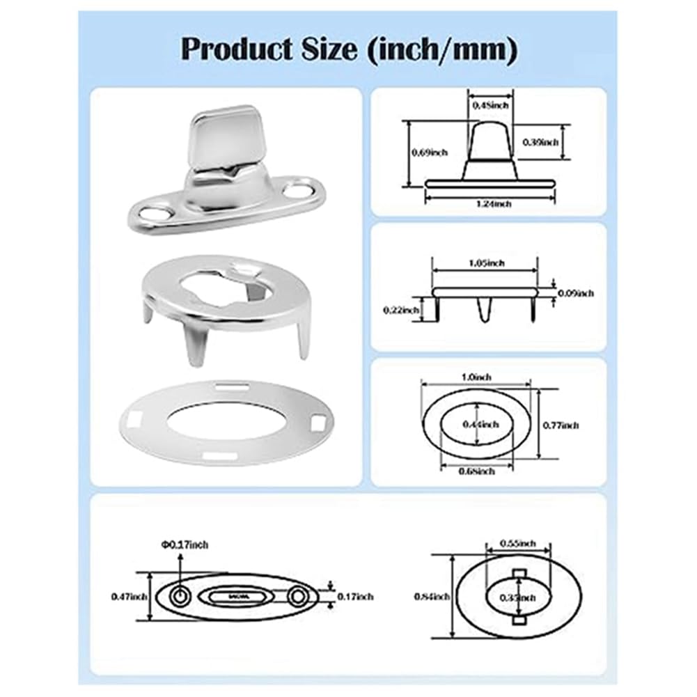 10 PCS Twist Lock Common Sense Fastener Metal Turn Buttons For Boats, Voiliers, RVs, Dinghies And Caravans