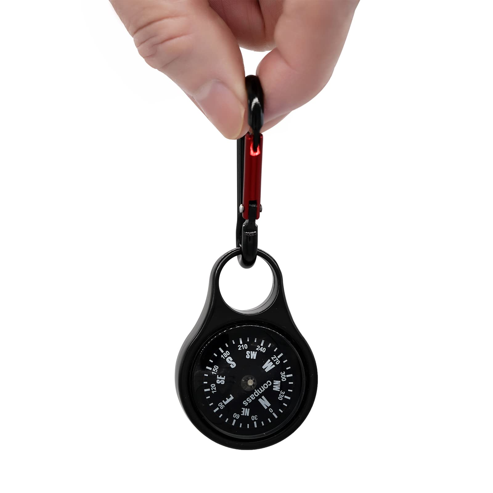 Sanung C-50 Mini bussola di sopravvivenza con moschettone, [2 pezzi] 2 in 1 in lega di zinco a clip guida guida portachiavi gancio kit di emergenza strumenti per campeggio all'aperto escursionismo