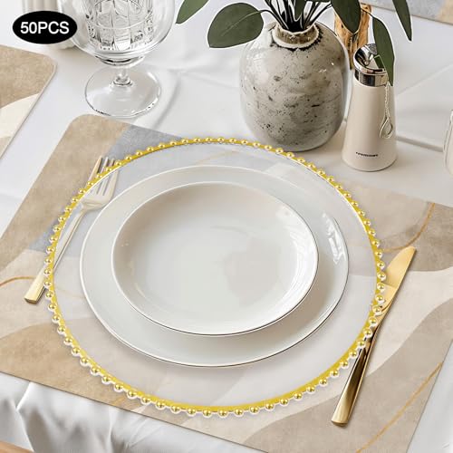 Juego de 50 Platos Decorativos Redondos de Acrílico 13 pulg miniatura 6