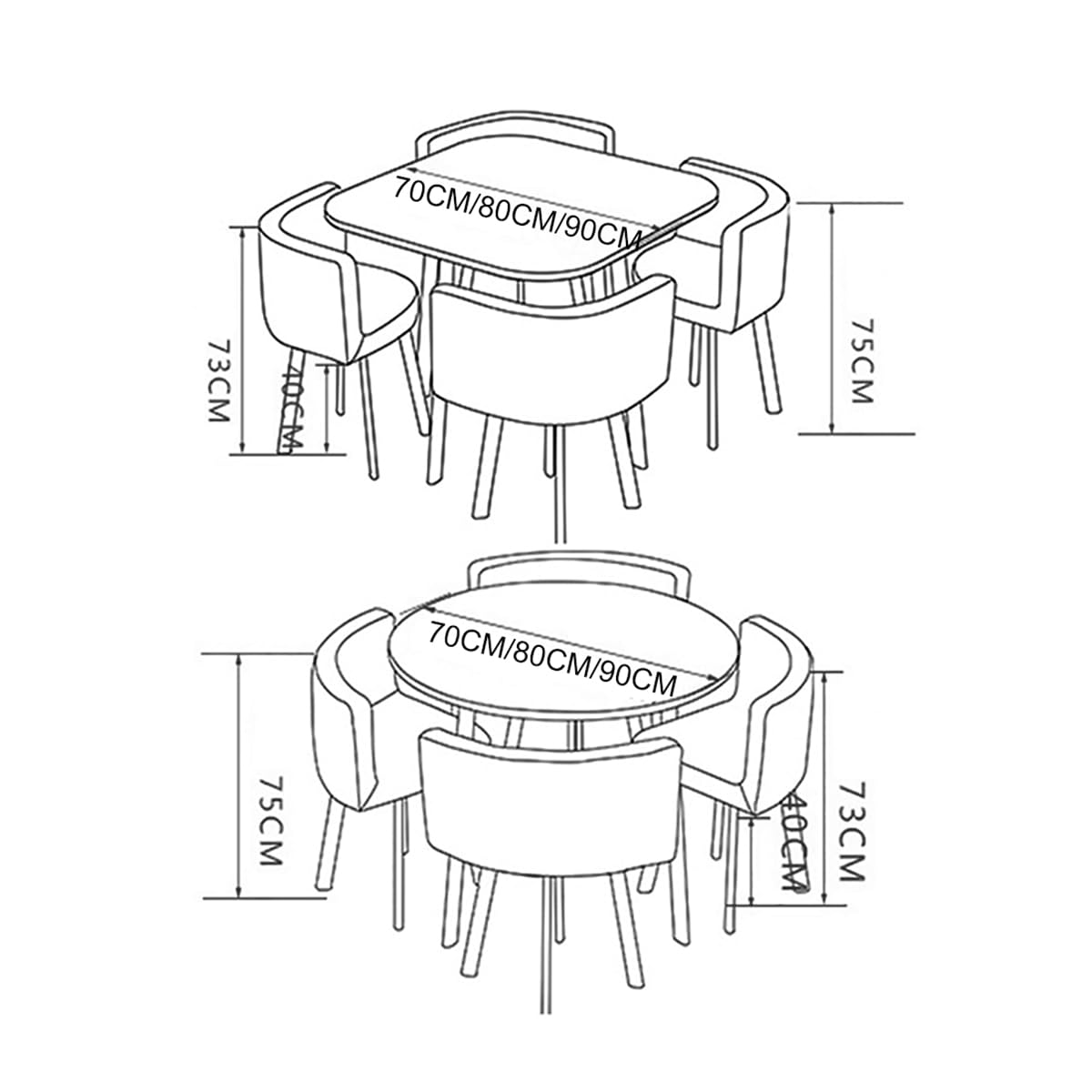 Table et Chaise Encastrables Petit Bureau Salle de Réceptiontable Basse et Chaise Ensemble Table de Réception et Chaise Table de Négociation Vente Boutiques Réunions Petites Tables Rondes
