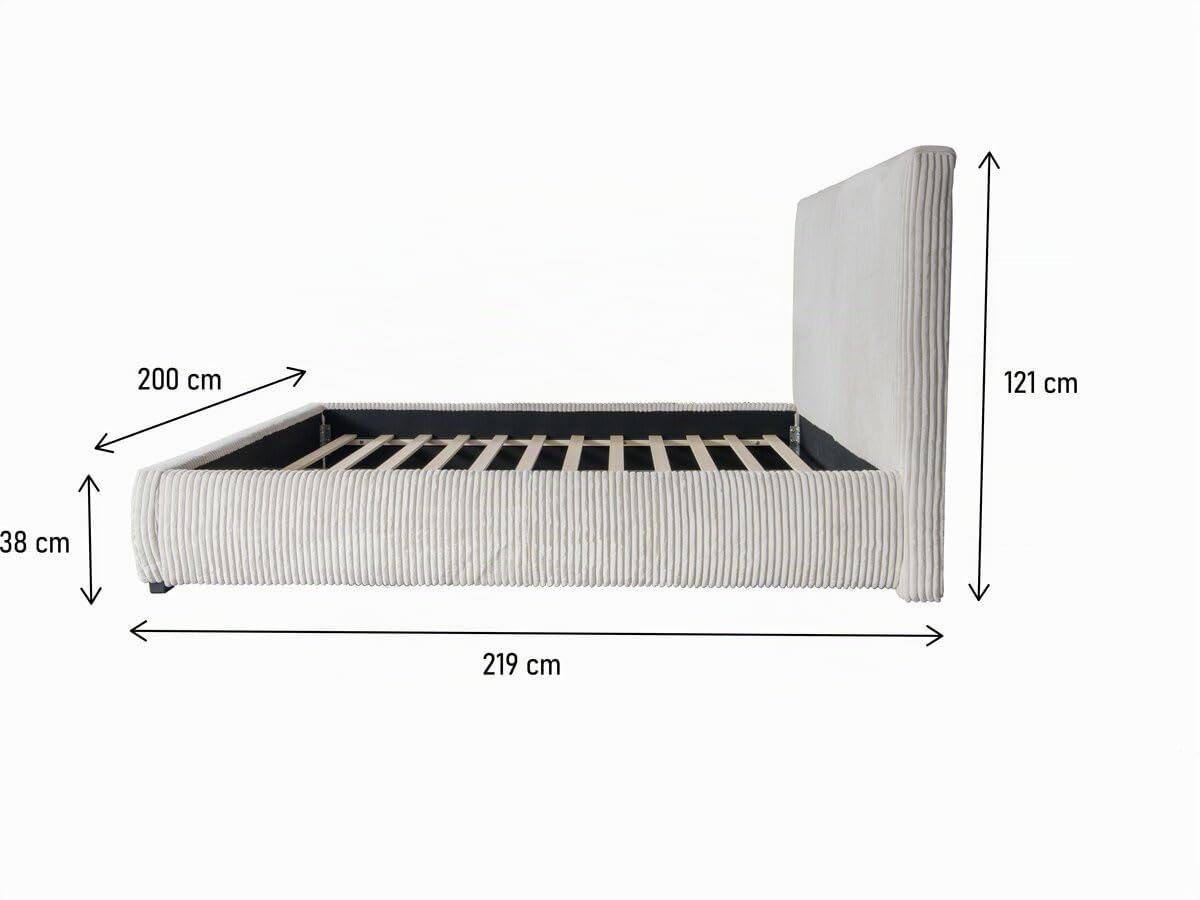 Habitat et Jardin Lit Double en Velours côtelé Montana - 180 x 200 cm - Beige