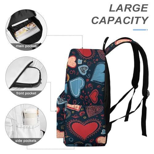 Arious Heart Shapes Printed Backpack Water-Resistant Pack Stylish Bag Lightweight Travel Backpack4
