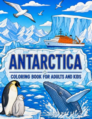 Antarctica Coloring Book for Adults and Kids: Arctic South Pole Wildlife Activity Pages Souvenir Travel Gifts image 2