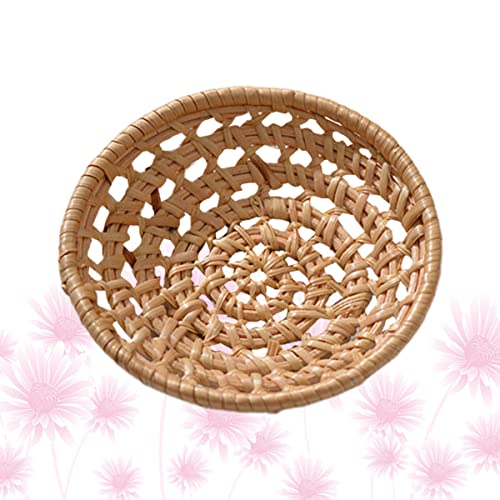 Happyyami 1Pc Small Hand Woven Rattan Storage Basket for Fruits Vegetables and Kitchen Organization Lightweight Hollow out Design for Easy Viewing for Home Restaurant