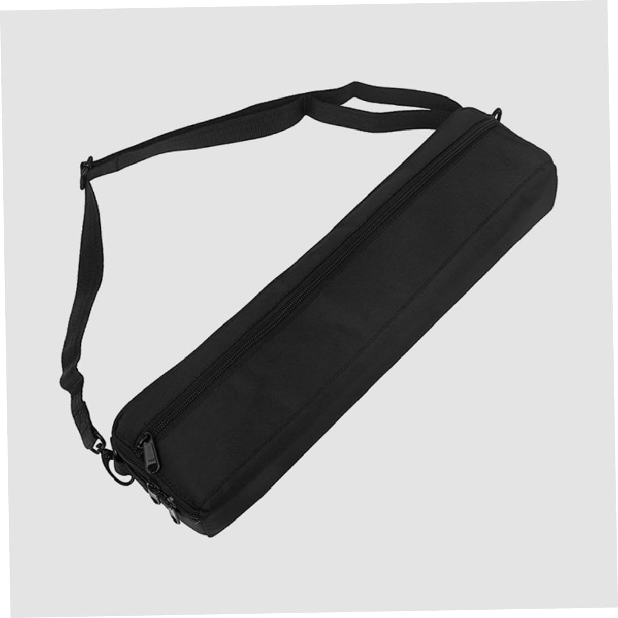 Tragbare Flötentasche Schwarz mit Metallreißverschluss aus Oxford Stoff und Innenrillen Design 16 loch Flötenaufbewahrungshalter für Outdoor Auftritte