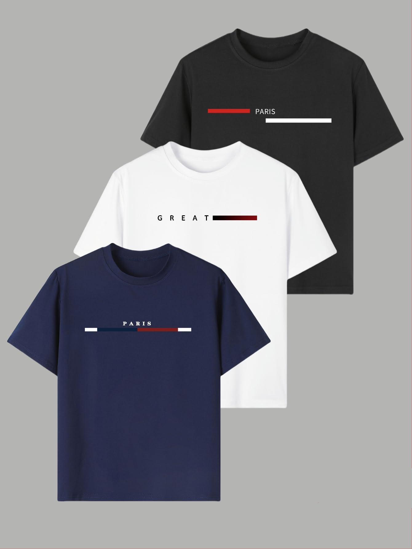 Paquete de 3 camisetas estampadas de manga corta con cuello redondo para niños de 8 a 14 años - 2