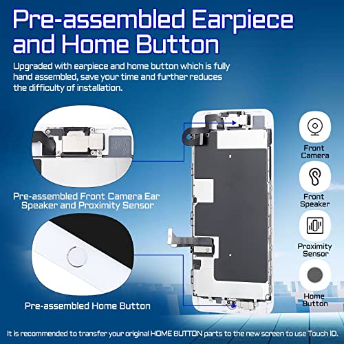 For Iphone 8 Plus Screen Replacement With Home Button White 5.5" 8Plus 3D Touch Lcd Display Digitizer Earpiece Full Assembly Front Camera Speaker Proximity Sensor Glass Fix Tools Kit A1864 A1897 A1898 #TOP2