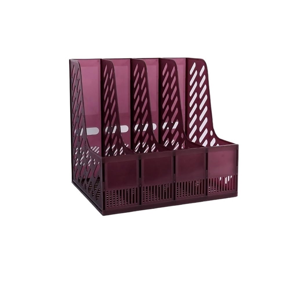 J9V4G6S3B5 Desktop File Rack Retro Mesh Magazine File Rack Holder, 4 Compartments Filing Office Desk Book Sorter(Purple)