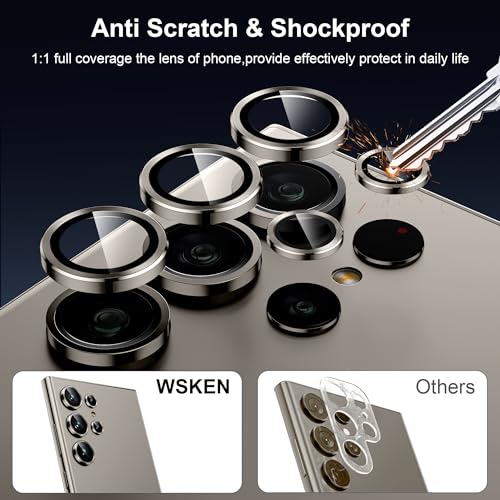 Image of WSKEN for Samsung Galaxy S24 Ultra Camera Lens Protector - Ultra Thin | Case Friendly, 9H Shatterproof Tempered Glass, Anti Scratch Metal Circle, Camera Screen Protector Cover Accessories, Grey