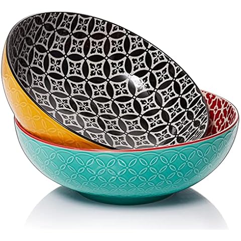 DOWAN Serving Bowls, 9.6 Inch 70 Oz Fruit Bowls Salad Bowls, Large Pasta Bowl Set of 2, Serving Dishes for Entertaining, Vibrant Color Large Bowls for Party, Ideal Housewarming Gift, Halloween Decor Cover