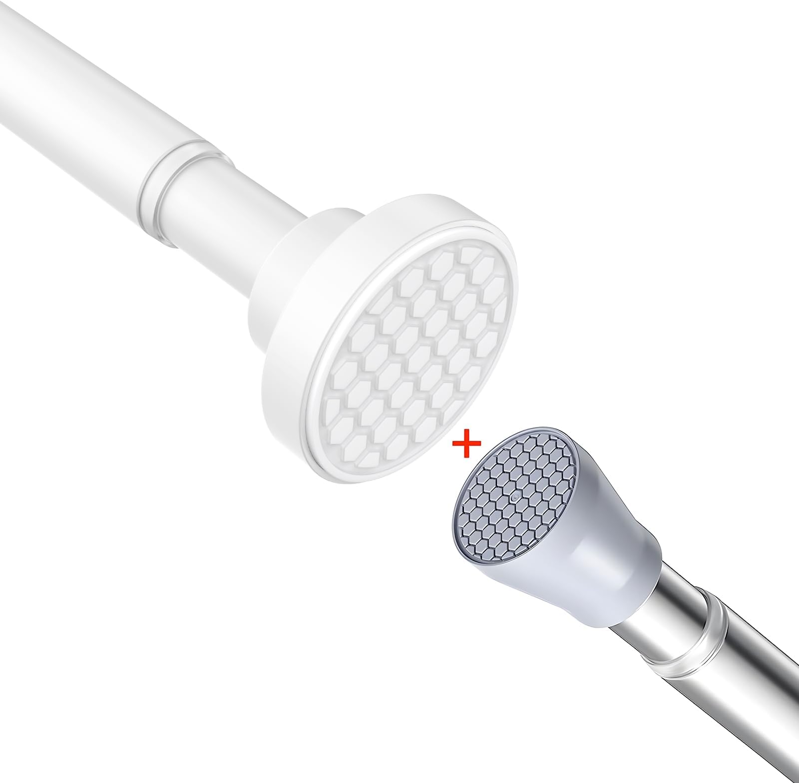 1Pcs White Shower Curtian Rod+1Pcs Silver Tension Rod