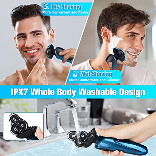 Image of Electric Razor for Men, 3-in-1 Shaver with Floating Blades for Nose Hair &Sideburns,Replacement Blades, Pop-up Trimmer, IPX7 Waterproof, Travel Lock, Wet & Dry Use, Face Shaving Grooming Travel Kit