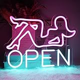 CKTBLEY Open Neon Sign Bar LED Sign Pink Lady Neon Signs for Wall Decor Open Neon Light Blue Neon Wall Sign Light Up Sign for Bar Restaurant Hotel Shop Club Decor Party Sign Wall Art