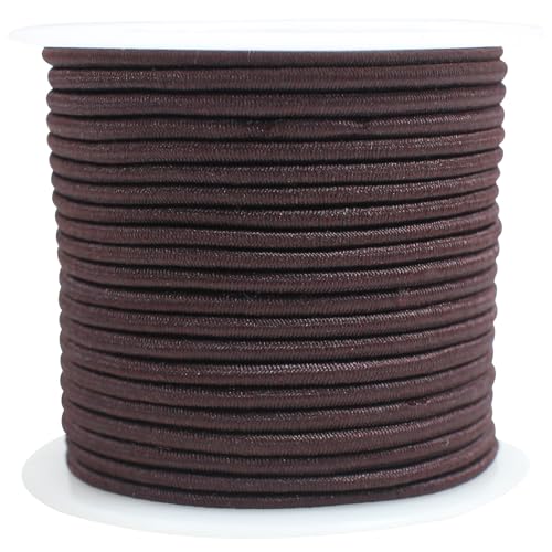 ZHFMLY Coffee Elastic Cords 2mm 2/25 inch Elastic Round Cord String for Bracelets Small Bungee Shock Cord for DIY Crafts and Sewing 48ft(ZH175)
