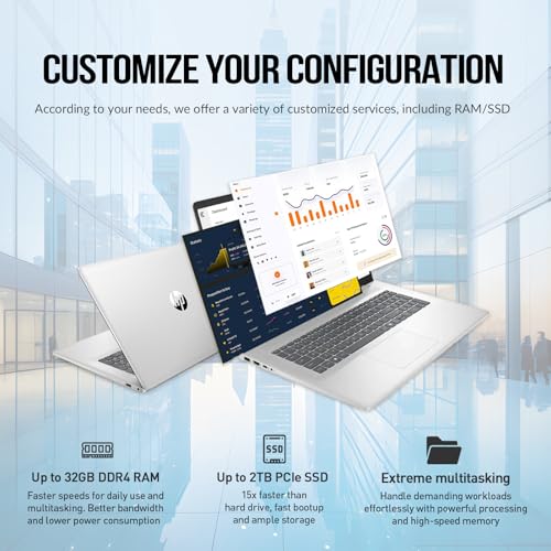Image of HP Laptop 17 Inch, 17.3 inch Laptop Computer, Intel 8-Core i3, HD+(1600x900) Anti-glare Large Screen Laptop PC, Customized 8GB /16GB /32GB RAM+256GB /512GB /1TB /2TB SSD, Copilot AI, 10-Key, Windows 11 Home