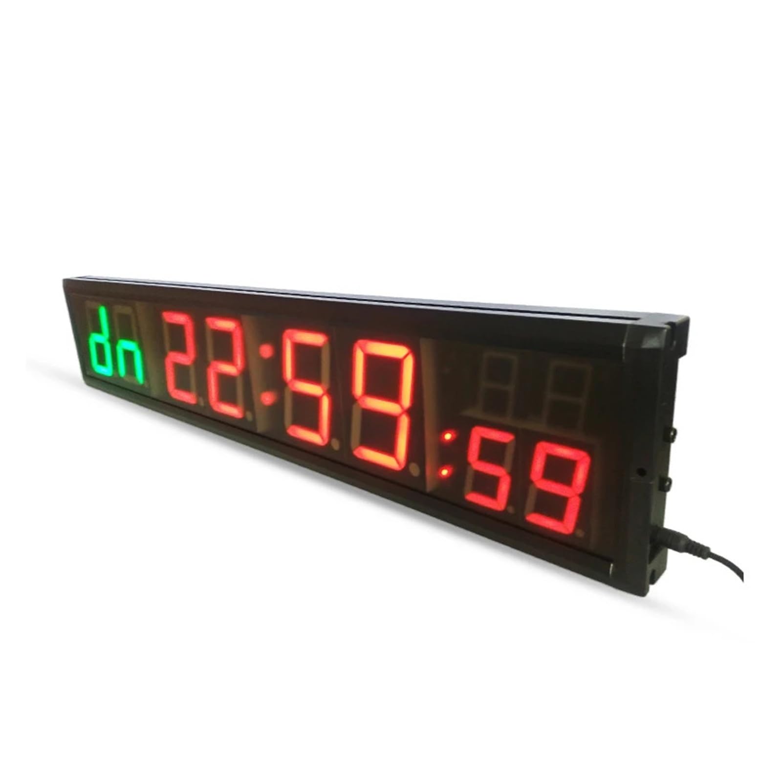 Minuteur d'entraînement en alliage d'aluminium avec compte à rebours et 2 chiffres verts + 6 chiffres rouges, horloge murale numérique d'intérieur à 6 chiffres. Utilisation multiscénario