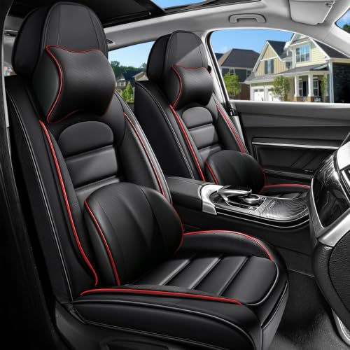 Image of Deluxe Front Seat Covers for Toyota Camry 2015-2026, Black-Red