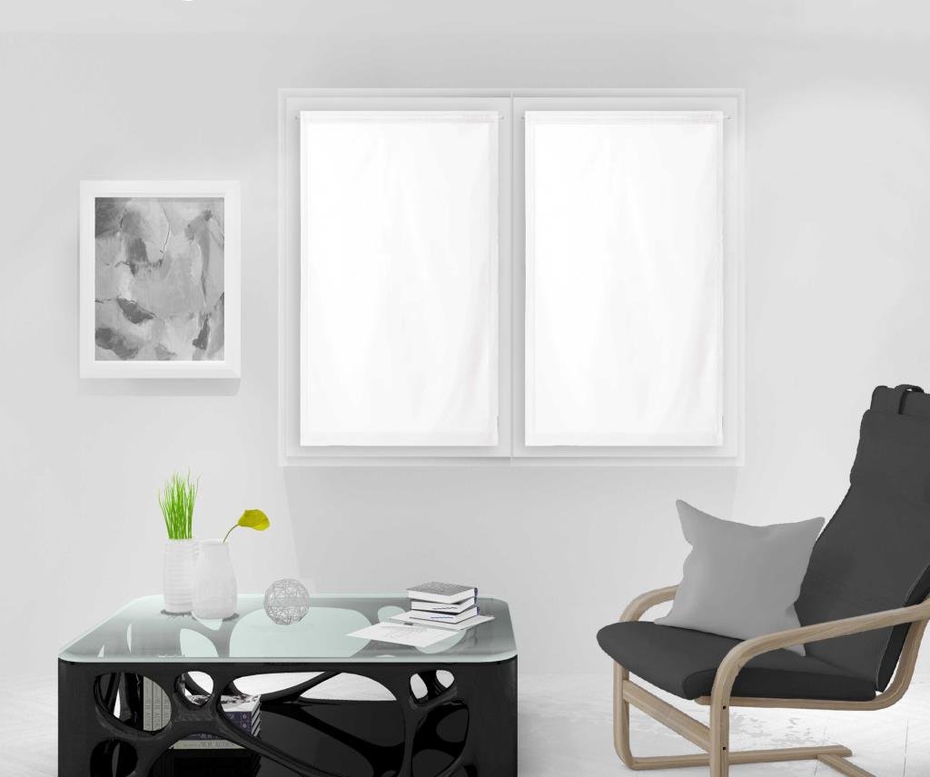 Soleil d'ocre Pair of Half Curtains Window Treatments 45 x 160 cm Dolly White