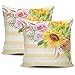 Taoshi Federe 2 Pezzi Girasoli acquerelli Peonie Rose Strisce Cuscino Europeo Giallo e Verde Rosa Fodere per Cuscini