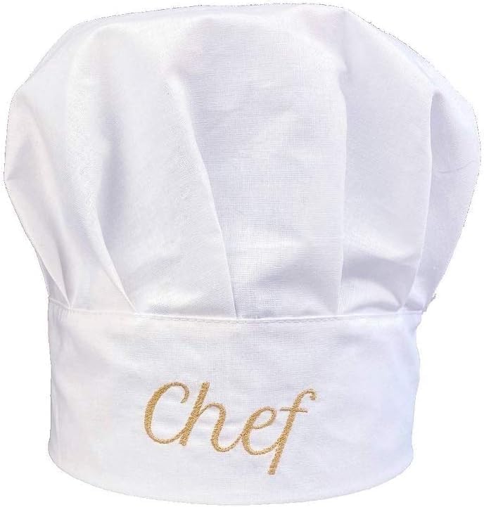Chef Hat - Embroidered with Chef Lettering, Black & White, Male & Female - Image 2