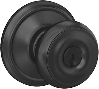 SCHLAGE F51A GEO 622 Georgian Knob Keyed Entry Lock, Matte Black