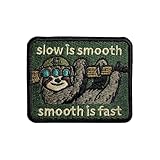 Zolawe Slow is Smooth, Smooth is Fast Hook and Loop Patch, 3 Inches Sew On Patches, Embroidery Patches for Backpacks Bags Vest Dog Harness, Tactical Military Embroidered Patches, Funny Sloth DIY Patch